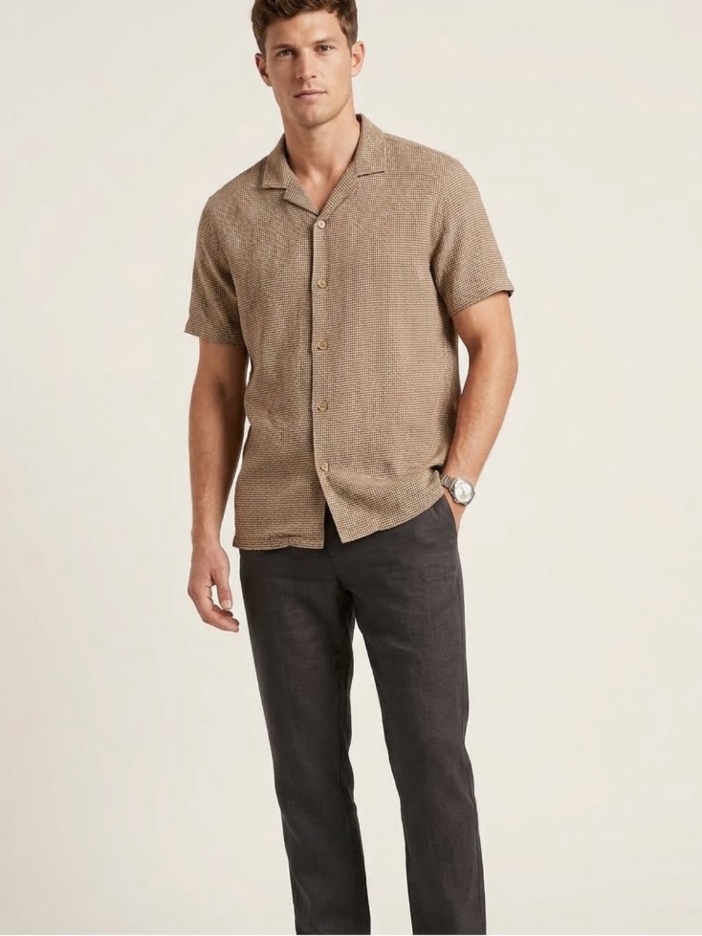 Banana Republic Men's Cotton-Linen Resort Shirt